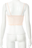 Pink Sexy Solid Patchwork Spaghetti Strap Tops