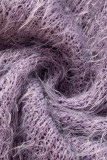 Purple Sexy Solid Patchwork Half A Turtleneck Sleeveless Two Pieces