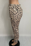 Brown Fashion Casual Adult Print Pants Boot Cut Bottoms