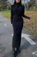 Black Casual Solid Patchwork Half A Turtleneck Pencil Skirt Dresses