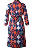 Multicolor Casual Print Bandage Patchwork Half A Turtleneck Dresses