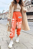 Pink Casual Street Print Patchwork Straight High Waist Straight Positioning Print Bottoms
