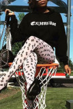 White Fashion Casual Print Basic Skinny High Waist Pencil Trousers