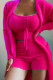 Rose Red Fashion Casual Solid Basic O Neck Tank Shorts Two Piece Set