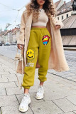 Pink Casual Street Print Patchwork Straight High Waist Straight Positioning Print Bottoms