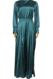 Lake Blue Elegant Solid Patchwork Turtleneck Straight Jumpsuits