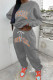 Grey Casual Street Print Patchwork O Neck Long Sleeve Two Pieces