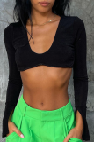 Yellow Sexy Solid Patchwork U Neck Tops
