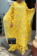 Yellow Casual Elegant Solid Patchwork O Neck Plus Size Two Pieces