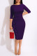 Purple Casual Solid Patchwork Flounce O Neck One Step Skirt Dresses