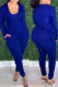 Blue Fashion Casual Solid Cardigan Vests Pants U Neck Long Sleeve Three-piece Set
