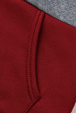 Red Casual Solid Split Joint Hooded Collar Long Sleeve Regular Sleeve Regular Two Pieces
