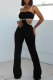Black Fashion Sexy Patchwork Solid Backless Spaghetti Strap Skinny Jumpsuits