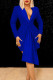 Blue Sexy Solid Split Joint Turn-back Collar Long Sleeve Two Pieces