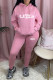 Pink Fashion Sportswear Print Letter Hooded Collar Long Sleeve Two Pieces