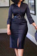 Black Casual Solid Patchwork Slit Beading With Belt O Neck One Step Skirt Dresses