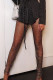 Black Sexy Hollowed Out Patchwork See-through Rhinestone Regular Mid Waist Pencil Patchwork Bottoms