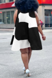 Red Fashion Casual Patchwork Basic O Neck Sleeveless A Line Dresses