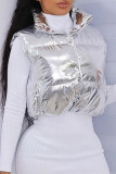 Silver Fashion Casual Solid Patchwork Mandarin Collar Outerwear