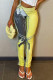 Yellow Fashion Casual Print Patchwork Skinny High Waist Pencil Trousers