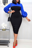 Pink Casual Solid Patchwork Slit Fold O Neck One Step Skirt Dresses
