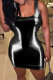 Black Fashion Sexy Solid Basic U Neck Vest Dress