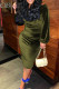 Green Sexy Solid Patchwork Off the Shoulder One Step Skirt Dresses