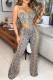 Colour Sexy Print Patchwork Asymmetrical Spaghetti Strap Sleeveless Two Pieces