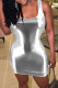 Silver Fashion Sexy Solid Basic U Neck Vest Dress