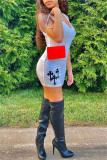 White Fashion Sexy Print Basic U Neck Vest Dress