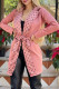 Pink Fashion Street Print Patchwork Turndown Collar Outerwear