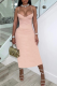 Pink Sexy Solid Patchwork Spaghetti Strap Pencil Skirt Dresses