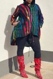 Colour Fashion Color Lump Mixed Printing Frenulum Shirt Collar Tops