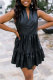 Black Fashion Sexy Casual Print Draw String V Neck Ball Gown Dresses