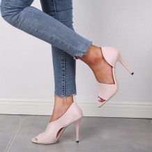 Pink Casual Split Joint Pointed Leather Shoes