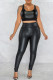 Black Sexy Solid Vests Pants Sleeveless Two Pieces