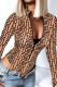 Khaki Fashion Sexy Print Basic Zipper Collar Long Sleeve Skinny Romper