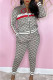 Grey Fashion Elegant Letter Print Patchwork Mandarin Collar Long Sleeve Two Pieces