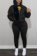 Black Fashion Casual Print Basic Hooded Collar Long Sleeve Two Pieces