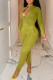 Green Fashion Sportswear Solid Chains Turndown Collar Long Sleeve Two Pieces