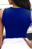 Red Sexy Casual Patchwork Hot Drilling Hollowed Out O Neck Tops