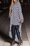 Black Fashion Casual Daily Striped Patchwork Sequined Half A Turtleneck Tops