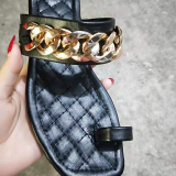 Black Casual Street Hollowed Out Patchwork Chains Opend Out Door Shoes