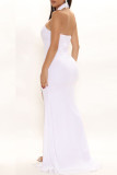 Green Sexy Solid Patchwork Backless Slit Hot Drill Halter Evening Dress Dresses