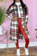 Red Fashion Celebrities Plaid Patchwork Turndown Collar Outerwear