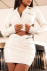 White Fashion Sexy Solid Hollowed Out Turndown Collar Long Sleeve Dresses