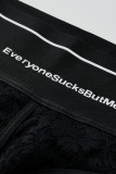 Black Fashion Sexy Patchwork See-through Skinny High Waist Pencil Trousers