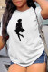 White Fashion Vintage Print Patchwork O Neck T-Shirts