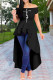 Black Fashion Casual Print Off the Shoulder Short Sleeve Irregular Dress
