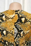 Snake Print Sexy Print Patchwork V Neck Straight Jumpsuits